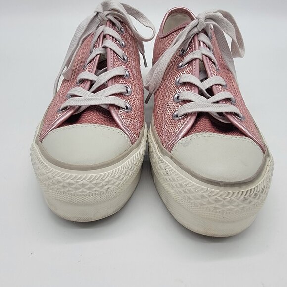 Converse All Star Pink Sequin Sneakers Women's Size 8.5 Sparkle Shoes - Picture 9 of 10